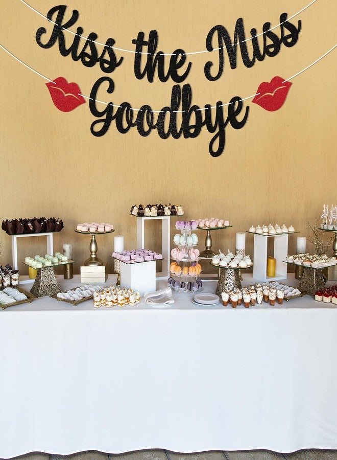 Ramciyo Kiss The Miss Goodbye Banner - Miss to Mrs Bachelorette Hen Party Decorations Bridal Shower Engagement Party Valentines Galentines Decorations Black Glitter - Image 5